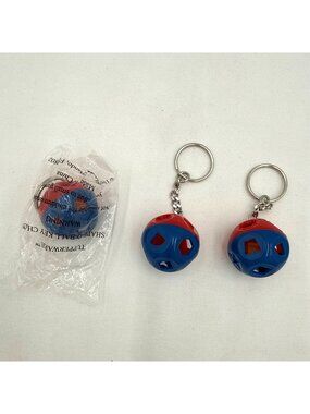 Three Shape-O-Ball Keychain Puzzle Toy Red & Blue With Chain Link 2-Pack